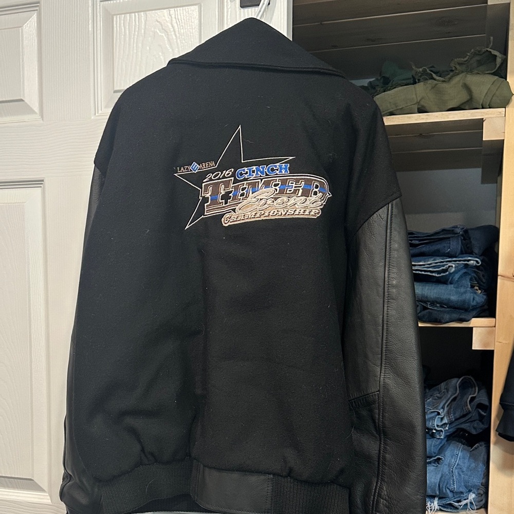 Black Varsity Jacket with Embroidered 2016 Logo